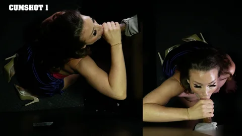 Gloryhole Secrets: Brunette Babe Takes Big Cock
