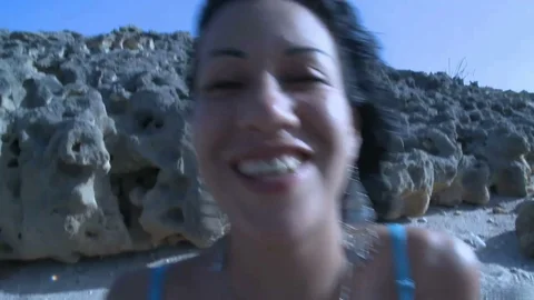 Facial cumshot marks end of intense beach coupling
