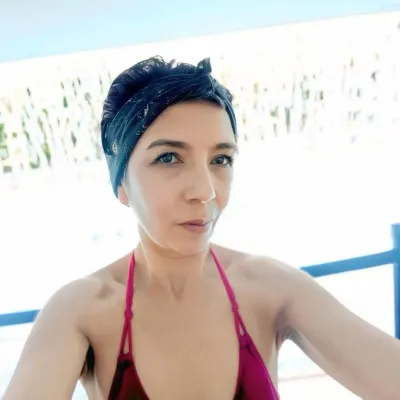 Enjoying the heat and the pool
