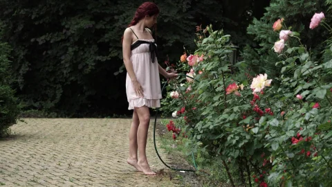 21 Foot Art: Seductive Tiptoeing in Sheer Nighty