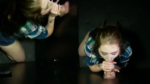 Gloryhole Secrets: Hairy Electra Gagging on Big Cock